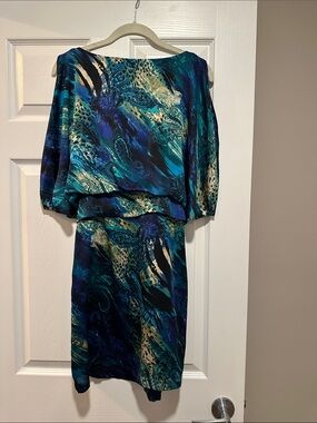 Bisou Bisou Teal and Blue Paisley Midi Dress